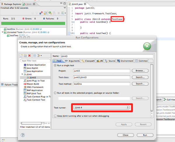 Running JUnit 3 tests with JUnit 4 runner